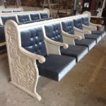 ספסל מושבים מגולף קטיפה כחולה